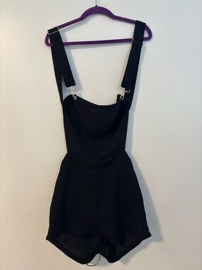 BLVD Black Adjustable Suspender Short Romper Jumpsuit Great Glam Size Medium